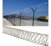 Galvanized Razor Ribbon Barbed Wire Roll | Razor Wire for Backyard Farm Garden Outside Fence(Silver-Roll Dia 60cm/24'',L 90M/295.3ft)