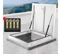 Galvanized Roof Hatch, Reinforced Ribs Rooftop Hatch Cover with Internal Handle and Lock Latch, Roof Steel Escape Security Door, for Home/Basement Use(80 * 80cm/31.5 * 31.5in)