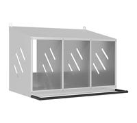 vidaXL Chicken Nesting Box - Galvanized Silver Metal 3 Compartment Egg Box, Weather-Resistant With Sloping Roof, 80cm x 64cm x 59.5cm