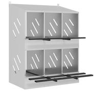 vidaXL Galvanized Metal Chicken Nesting Box - 6 Compartment Egg Laying Hen House with Perch and Ventilation - Indoor/Outdoor - 80x79x109.5 cm