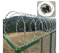 Galvanized Stainless Steel Razor Wire Roll - 45cm Concertina Security Fencing Anti-Climb Protection Heavy-Duty Silver Coil for Theft Deterrent & Intrusion Defense