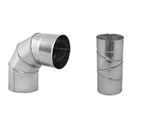 Galvanized Steel Adjustable Elbow - 15 30 45 90 Degree - Bend Chimney - Duct Pipe Tube - Silver (125mm)