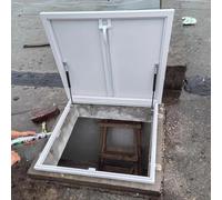 Galvanized Steel Attic Access Ladder with Gas Strut - Powder-Coated Design for Easy Attic and Basement Access Space-Saving Solut for Homeowners