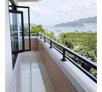 Galvanized Steel Balcony Railing Set - Black Powder-Coated Outdoor Guardrail Waterproof Stair il for Terrace Height 50cm (19.7in) Length 40cm (15.7in)