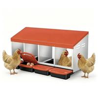 Galvanized Steel Chicken Nesting Box with Plastic Handles, 4 Compartments Metal Hen Laying Nest, Rust-Resistant Chicken Nest Box for Backyard Coop, Easy Clean & Egg Collection, Orange