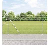 Galvanized Steel Fence Post Set, 25 x 1.4m Outdoor Garden Barrier, Durable Rectangular Metal Posts for Pet & Animal Fences, Weather-Resistant Yard Security