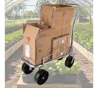 Galvanized Steel Hand Truck with Detachable FenceFarm Crop Carts with Universal Wheels for Orchard Vineyard Produce Collection & Transport