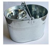 Galvanized Steel Mop Bucket 13L litres Capacity, Large Industrial Reinforced Heavy Duty Thick Metal Mop Container for Home Office General Cleaning, Mop Basket with Metal Handle