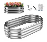 Galvanized Steel Raised Garden Bed, 120 x 60 x 28 cm Metal Planter Box Heavy Duty Bottomless Raised Bed for Outdoor Growing Plant Vegetable Flower Fruits Herb, with Installation Kit, Sliver
