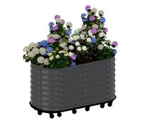 Galvanized Steel Raised Garden Bed with Wheels & Self-Watering System - Large Mobile Elevated Planter Box - Rust-Resistant, Ergonomic & Portable for Vegetables, Herbs, Flowers - Grey, 195x60x50CM