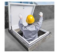 Galvanized Steel Roof Access Hatch Door, Square Escape Lid for Loft/Basement/Patio, Weatherproof Drop Down Cellar Door with Handle & Switch (34" L x 25" W)
