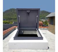 Galvanized Steel Roof Hatch Skylight - 80x80cm Maintenance Access Cover for Deck Installation, Durable Weatherproof Roof Window, Ideal for Easy Roof Access and Ventilation