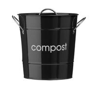 Galvanized Steel Stylish Blk Compost Storage Bin Multiuse Carry Handle With Lid