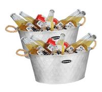 Galvanized Tub, Beverage Bucket with Handles, 2 Pcs Large Ice Buckets for Parties -Galvanized Drink Buckets for Indoor or Outdoor Bars
