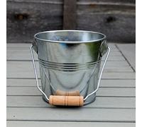 GALVANIZED ZINC TIN METAL BUCKET HERB FLOWER POTS PLANTER IN DIFFERENT SIZES (9.5cm with wooden handle)