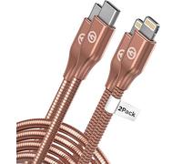 GALVANOX (2 Pack) Pet Proof iPhone Charger - Braided Metal Lightning to USB-C Charging Cables [Apple MFi Certified] Ultra Durable ChewProof Cord (4 Ft.) Compatible with iPhone and iPad