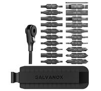 Galvanox 22PC Accessories Set, Compatible with Leatherman Multi-Tools [59HRC] Hardened Double-Sided 21 Piece Bit Kit with Flat-End Ratchet Driver and Sheath Holder (Black)