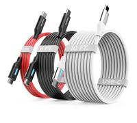 GALVANOX 3-Pack USB C to C Cables - Silicone Color Coded 10 Ft, 6 Ft and 3 Foot Fast Charging for iPhone 15, Pro Max, iPad and Samsung Galaxy Phone Charger