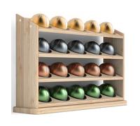 GALVANOX 4-Tier Coffee Pod Holder Designed for 20 Nespresso Vertuo Capsules, Natural Bamboo Wood Display Rack Organizer (Vertuoline Pods Only)