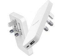 Galvanox Flat USB-C Charger Wall Block, Ultra-Slim Multi Port UK Power Plug, Type C Fast-Charging for iPhone 17/16/15/14 Pro Max, Samsung Galaxy Mobile Phones, Dual-Port Outlet Travel Adapter, 20W