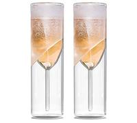 GALVANOX LèVale Gift for Couples - Freezable Champagne Flute Glasses - Double Walled Freezer Chilled Stemless Wine Glass with Ice Walls, 7 oz (Gift set of 2)