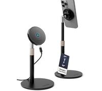 Galvanox Magnetic Fast-Charging Desk Phone Stand (Adjustable Height) Compatible with MagSafe, Tall Wireless Charger, Heavy Metal Base (15W) Desktop iPhone Holder, Great for Office/Video Calls