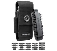 Galvanox Nylon Sheath for Multi-Tools with 21 Flat End Screwdriver Bits and Holder - Case Belt Holster Pouch with Pockets and Bit Set Included, Compatible with Leatherman (4" to 4.5")