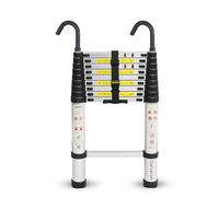 Galvaran Telescopic Ladder 3.8M / 12.5FT Multi-Purpose Aluminium Loft Ladder Extendable, Collapsible and Portable, Max Load 150kg/330lb, Adjustable Step, EN131 (3.8 m)