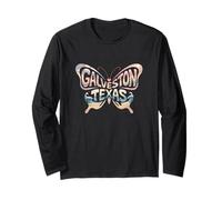 Galveston Butterfly - Texas Beach City Name Word Art Long Sleeve T-Shirt