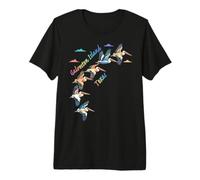 Galveston Island Texas Colorful Tie-Dye Pelican Art Premium T-Shirt