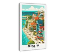 Galveston Texas Travel Poster Canvas Poster Wall Art Decor Print Picture Paintings for Living Room Bedroom Decoration 12x18inch(30x45cm)