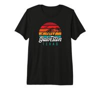 Galveston TX, Galveston Texas Retro Sunset Design Premium T-Shirt
