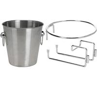 Galvog® 3pc Set Champagne Cooler with Table Mount Holder | Ice Bucket Stainless Steel with Holder - Christmas Indoor Outdoor Parties