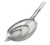 Galvog® 3Pc Stainless Steel Sieve and Strainer Sifter Set | 8cm, 14cm, 20cm Fine Mesh Strainers with Handle | Easy to Use & Wash - for Cooking Baking Rinsing & Washing