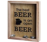 Galvog® Decorative Wooden Box for Wine Stopper, Corks, and Beer Caps ǀ Transparent Glass ǀ With Hole on Top (Bottle Cap)