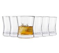 Galvog® Whiskey Glasses Set of 6 Drinking Tumblers 290ml | Glasses for Bourbon, Scotch, Rum, Cocktail Drinks for Home Restaurant Dinner Parties - Heavy Base Twisted Scotch Tumblers Set