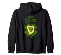 Galway Ireland Souvenir With Celtic Harp and Shamrock Zip Hoodie