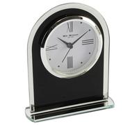 GAM Modern Mantel Clock - Arched Glass & Black Design, Quartz Battery Powered - Non Ticking Table Clock for Living Room, Bedroom, Kitchen, Mantlepiece & Home Décor