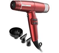Gama Italy Professional Hair Dryer iQ Lite - Power 1600W, 110,000 RPM - Oxy Active Technology for Shine and Long-Lasting Color - Double Filter - Ultra Lightweight 316g (Red)