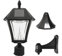 Gama Sonic GS-105FPW-BW Baytown II, Outdoor Solar Light and 3" Pole Pier & Wall Mount Kits, Lamp Only, Bright White LED, Black