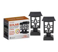 Gama Sonic Luna II Outdoor Solar Light for Columns, Walls and Fence Posts, Garden Posts or 4x4 Support Heavy Duty Cast Aluminium Black Pack of 2