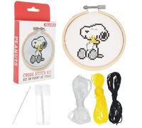 GAMAGO Peanuts Snoopy & Woodstock Cross Stitch Embroidery Kit - DIY Needlework Craft Set with Floss, Printed Fabric, Hoop & Instructions, Beginner Embroidery Kit for Kids, Teens & Adults
