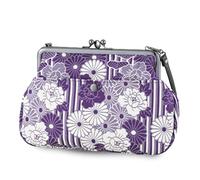 Gamaguchi bag, Made in Japan, (Retro Flower of Matelasse), Clutch bag, Handbag, Japanese pattern, Use kimono Fabric, Purple, S