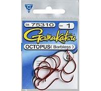 Gamakatsu 75310 Octopus Barbless Hook (8 Pack), Size 1, Red