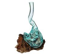Gamal Root Wood Decorative Glass Vase 25 cm Teak Wood Teak Bali Glass Twisted Vase