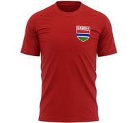 Gambia Badge Mens T Shirt Football African Nation Supporters Soccer Tee, L, Red
