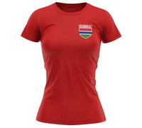 Gambia Badge Womens T Shirt Football West Africa Nation Supporters Soccer Ladies Tee, XL, Red