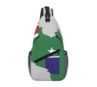 Gambia Flag Map with White Star Crossbody Sling Bag Crossbody Shoulder Chest Bag Shoulder Strap Waist Fanny Pack Men Women