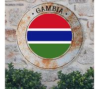 Gambia Flag Metal Sign Famous Country City Souvenir Welcome Sign For Front Porch Patriotic Decor Gambia Wall Art Vintage Metal Wreath Sign Wall Decor Living Room Man Cave Indoor & Outdoor Decor 9x9in