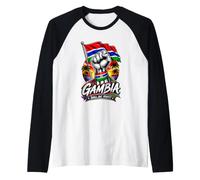 Gambia Small But Mighty Gambian Flag Pride Raglan Baseball Tee